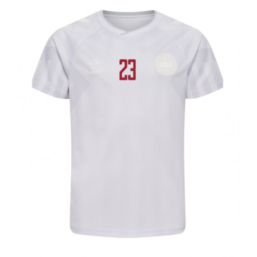 Maillot de foot Danemark Pierre-Emile Hojbjerg #23 Extérieur Monde 2022 Manches Courte